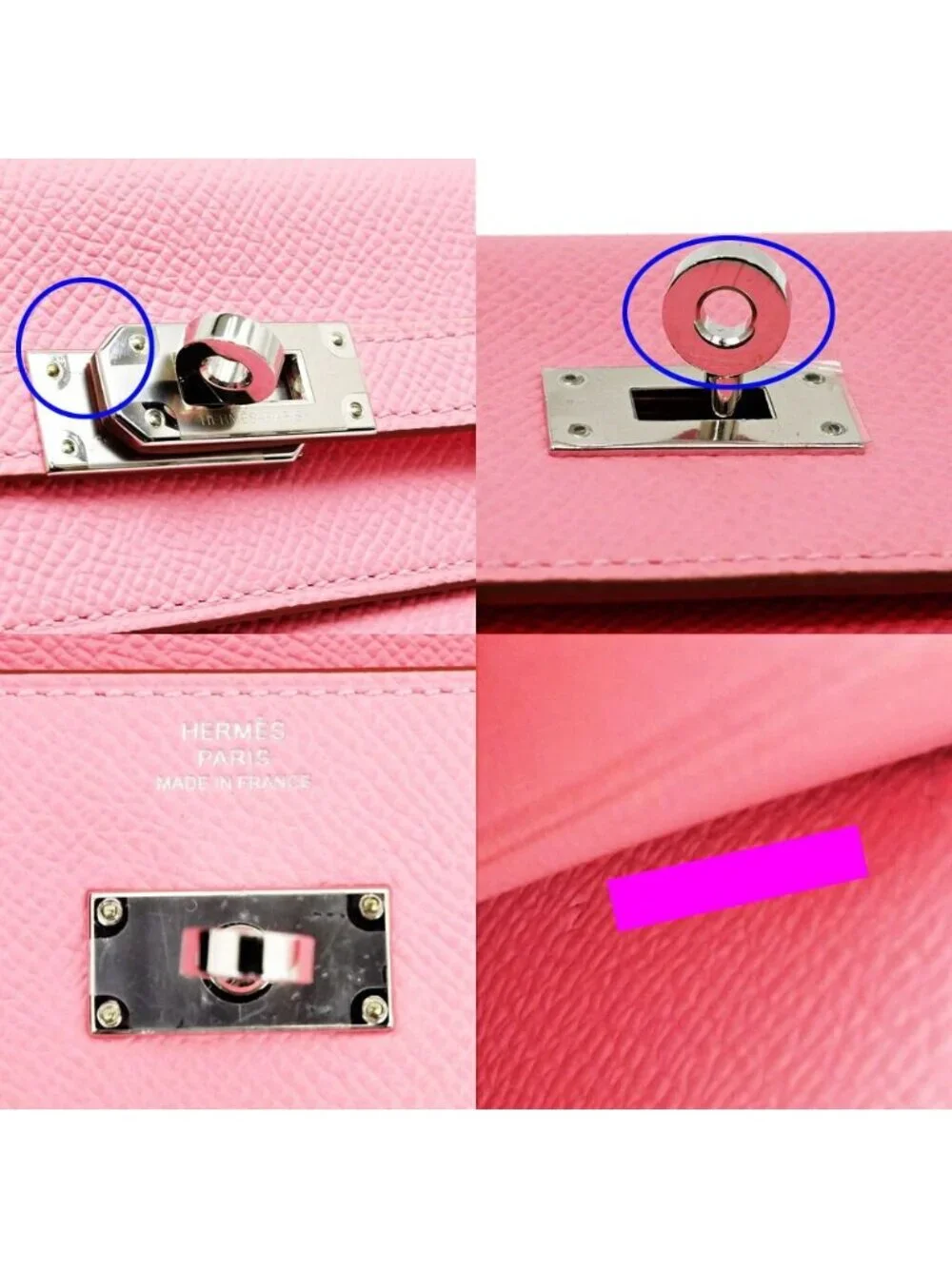 Hermes Kelly Wallet Long to Go Rose Confetti Silver Epsom Leather